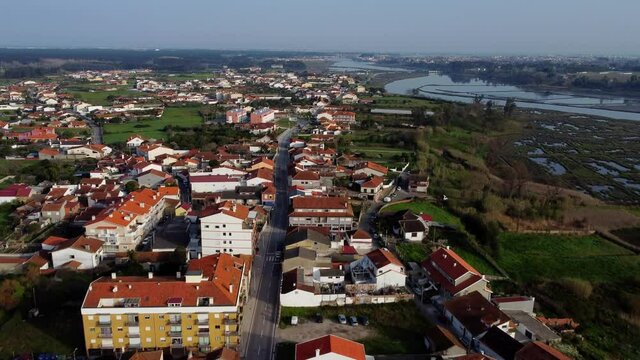 Drone view from the city of Vagos near Aveiro in Portugal