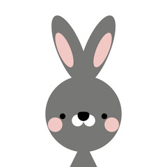 Cute rabbit face. Little rabbit in cartoon style. Vector illustration