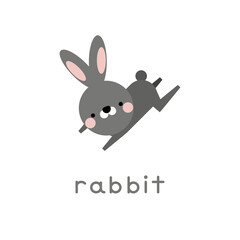 Cute cartoon rabbit jumping. Vector illustration.