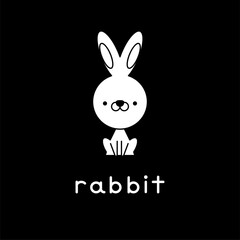 Outlined cute cartoon rabbit. Vector illustration.