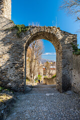 Susa, Italy. Februar 14th, 2021. Remains from Roman Era along the Via degli Archi.