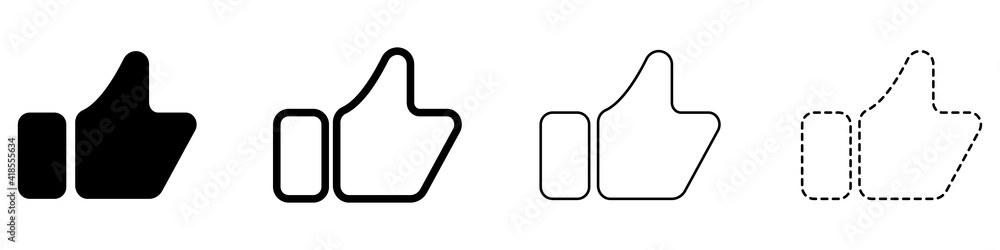 Aufkleber like icons. vector set of likes icons in flat style. likes icons for the internet. set of icons for 