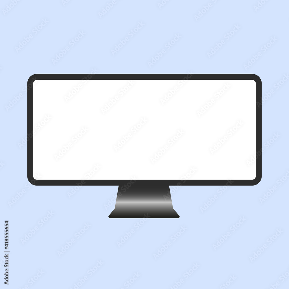 Poster monitor computer screen icon. vector realistic monitor icon on a blue background. monitor icon for w