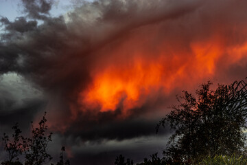 Fototapeta na wymiar October storm clouds at sunset