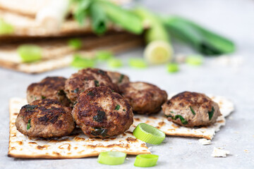 Homemade cutlets with leeks. Passover food