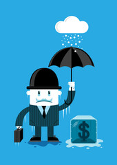 Businessman with umbrella vector illustration
