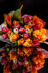 bouquet of tulips for the holiday. women's day