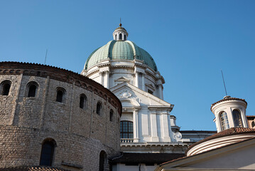 Brescia, Italy - August 22, 2020 : View of the old cathedral