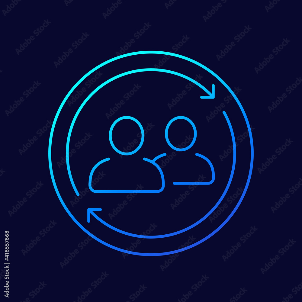 Poster customer retention and returning clients line vector icon