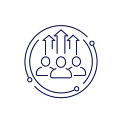 team growth and development line icon on white