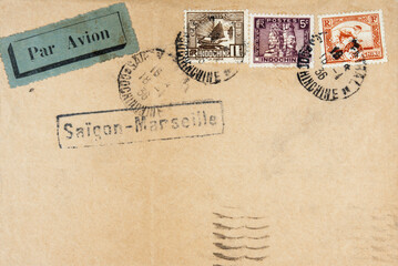 Luftpost airmail air mail vintage retro alt old Briefumschlag envelope briefmarke stamp gestempelt...