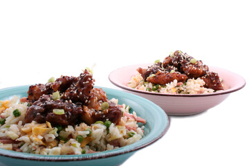 korean dish sweet chicken isolated on white
