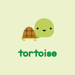 Cute cartoon tortoise  in outlines. Vector illustration.