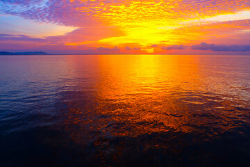 Amazing  sunset, on the sea of ​​Thailand, panoramic view, selective focus.