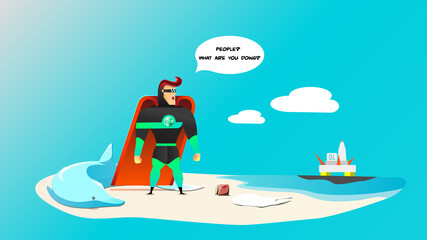 Ecoman protects the planet from its destruction.