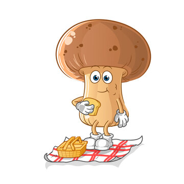 mushroom on a picnic cartoon. cartoon mascot vector