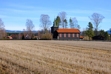Fototapeta premium Ask Chapel near Honefoss, Ringerike, Norway