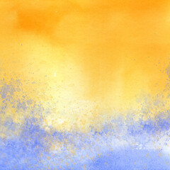 Fototapeta premium abstract sunny yellow watercolor background and blue water splashes