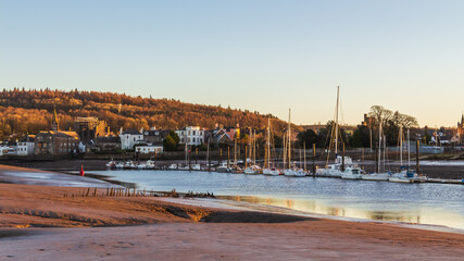Landscape of Kirkcudbright and the River Dee estuary at sunset