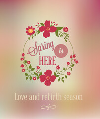 Spring floral frame. Spring is here card