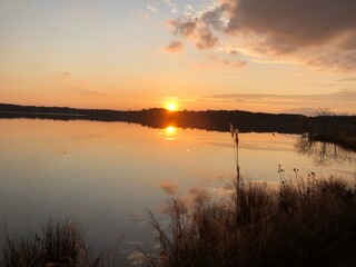 sunset over the river