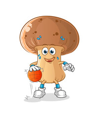 mushroom dribble basketball character. cartoon mascot vector