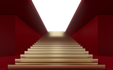 Large steps in the luxury palace, 3d rendering.