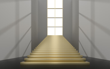 Large steps in the luxury palace, 3d rendering.