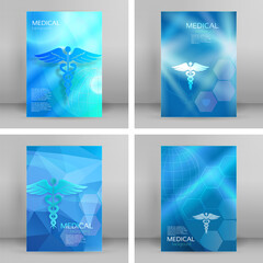 Set Blue medical background abstract - concept health care or medicine technology. Vector Illustration EPS 10, Graphic Design elements vertical banner, flyer dental service, presentation brochure