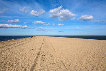 Sandy beach in Rewa in northern Poland. Rewa is a popular tourist resort on the Baltic Sea.