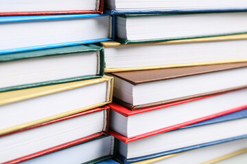 Many different books as background