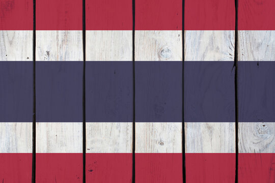 national flag of Tayland on wooden texture