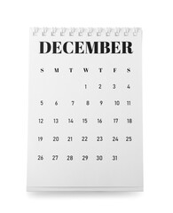 Flip paper calendar on white background