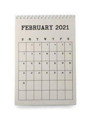 Flip paper calendar on white background