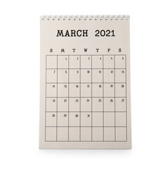 Flip paper calendar on white background