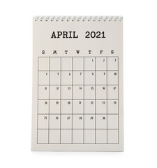 Flip paper calendar on white background