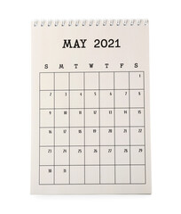 Flip paper calendar on white background