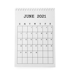 Flip paper calendar on white background