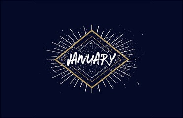 January word greeting vintage hand lettering