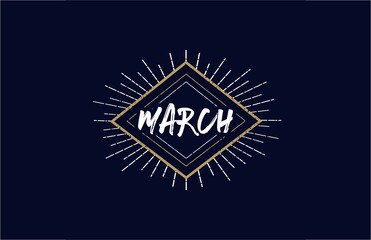 March word greeting vintage hand lettering