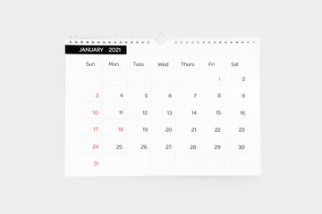 Flip paper calendar on white background