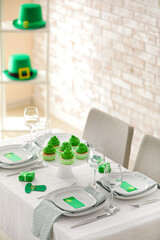 Table set for St. Patrick's Day celebration