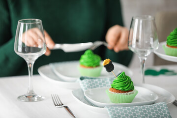 Beautiful table setting for St. Patrick's Day celebration