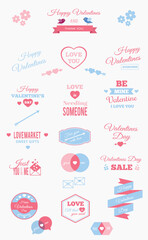 Valentines Day typography and vector elements