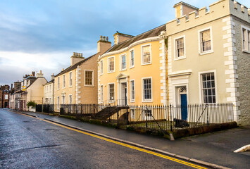 Fototapeta premium Buildings in the old High Street in Kirkcudbright, Galloway, Scotland