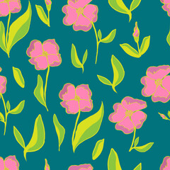 seamless pattern flower buds with leaves. Botanical illustration for flyers, fabrics, textiles, wallpaper, background, paper, invitation, spring and summer cards