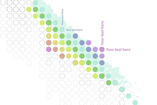Matriz en cascada de circulos de colores para fonde de escritorio web o documento
