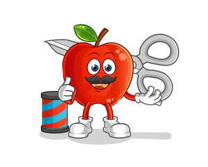 Red Apple barber cartoon. cartoon mascot vector
