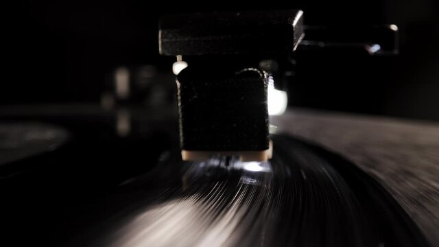 A nostalic vinyl record in close-up - macro view