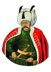 Ottoman Sultan Illustration. Isolated in white background.